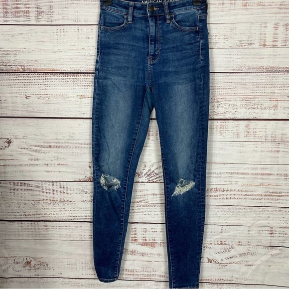 American Eagle jeans dark wash size 0 super high rise denim jeggings - Picture 1 of 8